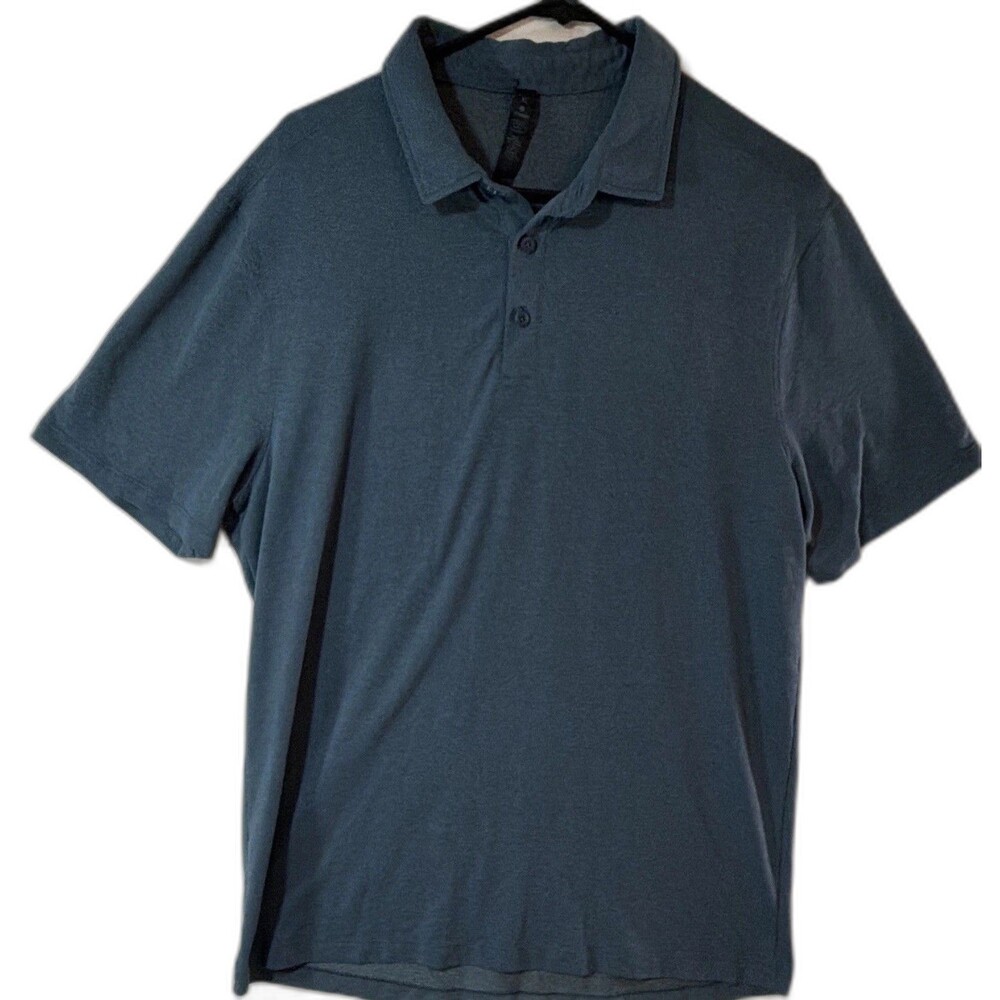 Lululemon Polo Shirt Mens XL Blue Short Sleeve Collared Golf Casual